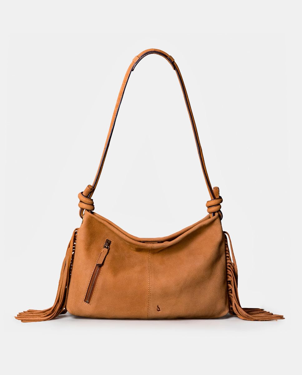 Abbacino Bolso de hombro en piel con flecos cognac Marrones