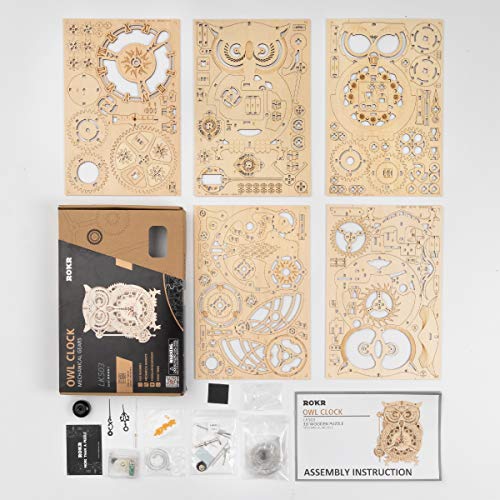 Maqueta madera ROKR de reloj búho para decorar tu salón 6