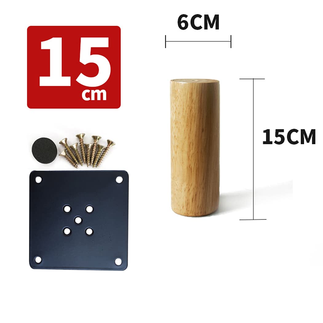 Gambe per Mobili Legno, Piedini per Mobili Piedini per Tavolino Divano in Legno Massello, per Divano,Armadio e Letto, con Viti e Imbottitura per i Piedi 4 Pezzi (15cm)