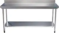 Mesa Bancada Em Aço Inox com Espelho e Prateleira 180x60x85 Aço Rio