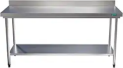 Mesa Bancada Em Aço Inox com Espelho e Prateleira 180x60x85 Aço Rio