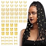 60pcs Gold Hair Cuffs Charms Rings for Braids, Gold Hair Jewelry Accessories Adjustable Loc Jewelry Dreadlocks Braid Clips Decorations for Black Women Men Festival Pirate