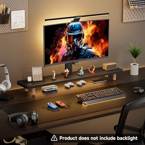 Image of Dual Monitor Stand Riser, 39 Inch Extra Long Wooden Desktop Monitor Riser with Storage for 2 Monitors Ultra Strong Desk Shelf Organizer Riser Ergonomic for 2 Screens /Laptop /PC /TV /Printer (Black