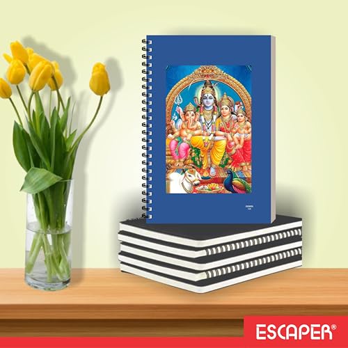 Image of ESCAPER Shiv Ji Diary Student Notebooks, A5 Size, 160 Ruled Notebook Designer Office Diary For Executive, Gift, Note Taking, Notepad For Writing (1, Jumbo)