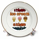 3dRose 8 inch Porcelain Plate - Cute funny Inhale Ice Cream Exhale Negativity Ice Cream Lover Funny