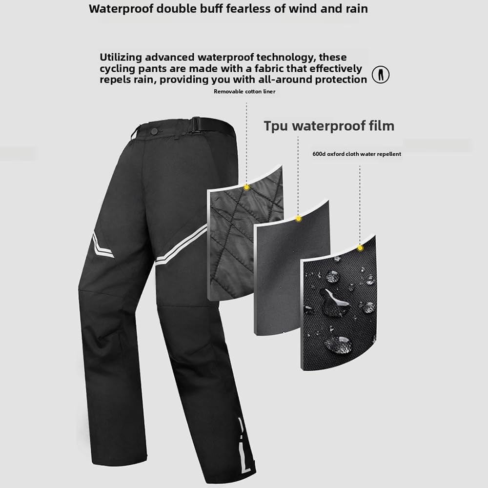 Pantalon De Moto Imperméable Avec Protections Ce Pour Femmes Et Hommes Pantalon De Motos Renforcé Pour Motards ÉQuipement De Protection Pour La Moto,Black-3XL