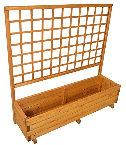 GASPO Blumenkasten mit Rankgitter Hellbrunn | Honig-Farben, aus massivem Holz | L 136 x B 37 x H 140, Pflanzkübel für… – Bild 4