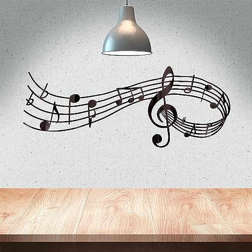 CREATCABIN Musiknoten-Wandaufkleber,Vinyl-Wandaufkleber,Musik-Wandkunst,Großer Schwarzer PVC-Klebewand,Ästhetische Aufkleber,Dekor,Abziehbarer Stick Für Zuhause,Studio,Klassenzimmer,60.6x25cm