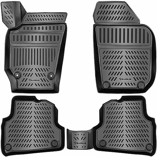 Elmasline Lot de tapis en caoutchouc design 3D pour VW Polo V (6R 6C) 2009–2017 | Bordure extra haute de 5 cm.
