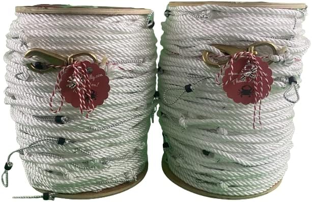 2-600' 1/4" 3 Strand Medium-Soft Twisted Nylon 3/16" White with Black Tracer trotline