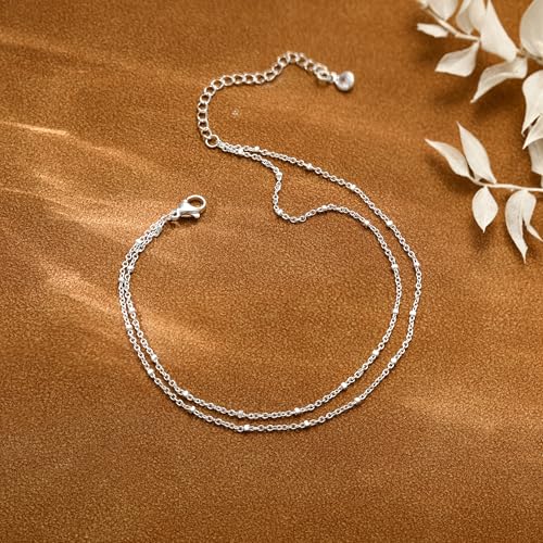 Image of Robaice Ankle Bracelets for Women, Glitter Waterproof Adjustable Anklet for Women, 14K Gold Plated /Sterling Silver Layered Anklets, Summer Beach Anklet Jewelry for Women Gift