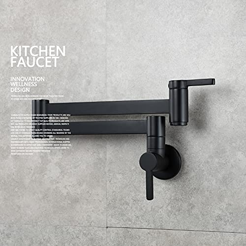 Grifo de cocina monomando de latón cepillado de pared extensible con dos manetas 2