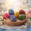 Set of 6 Miniature Ukrainian Wooden Easter Eggs Pysanky 1.5 Inches #1