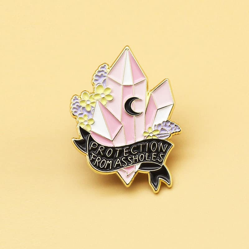 Protection From Assholes Enamel Pin Remark Protecting Girls Pretty Crystal Brooch Witch Moon Amulet Metal Badge Cartoon Anime Backpack pin buckle2