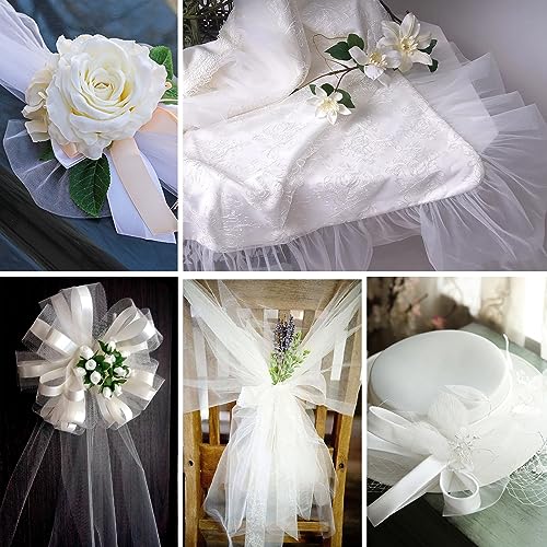 Talifoca Tulle Bianco Rotolo Matrimonio, 30cm x