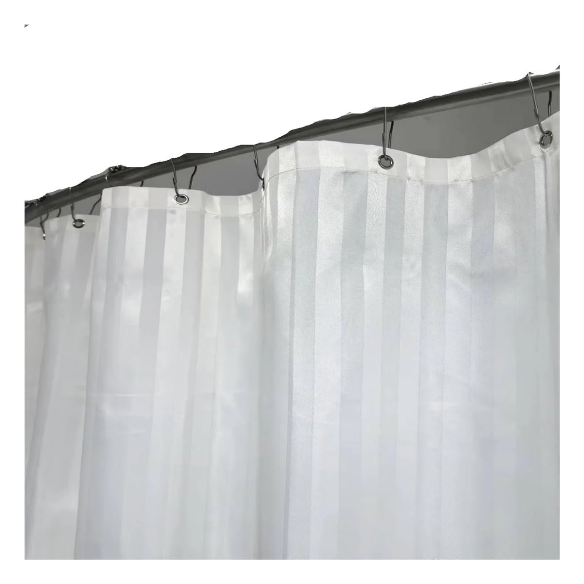 AIMANQI Shower Curtain,Satin Stripe Fabric,Bathroom(WHITE,180x200cm)