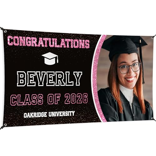 Graduation Banner Personalized Class of 2026 Backdrop for Graduation Decor Outdoor/Indoor Use Vinyl Banner Weather Resistant Made in USA by My Sign Center