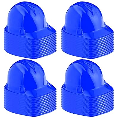 Sumind 48 Packs Construction Party Hats Kids Plastic Worker Helmet Bulk Toy for 3-8 Years Children Dress up Party Supplies(Blue)