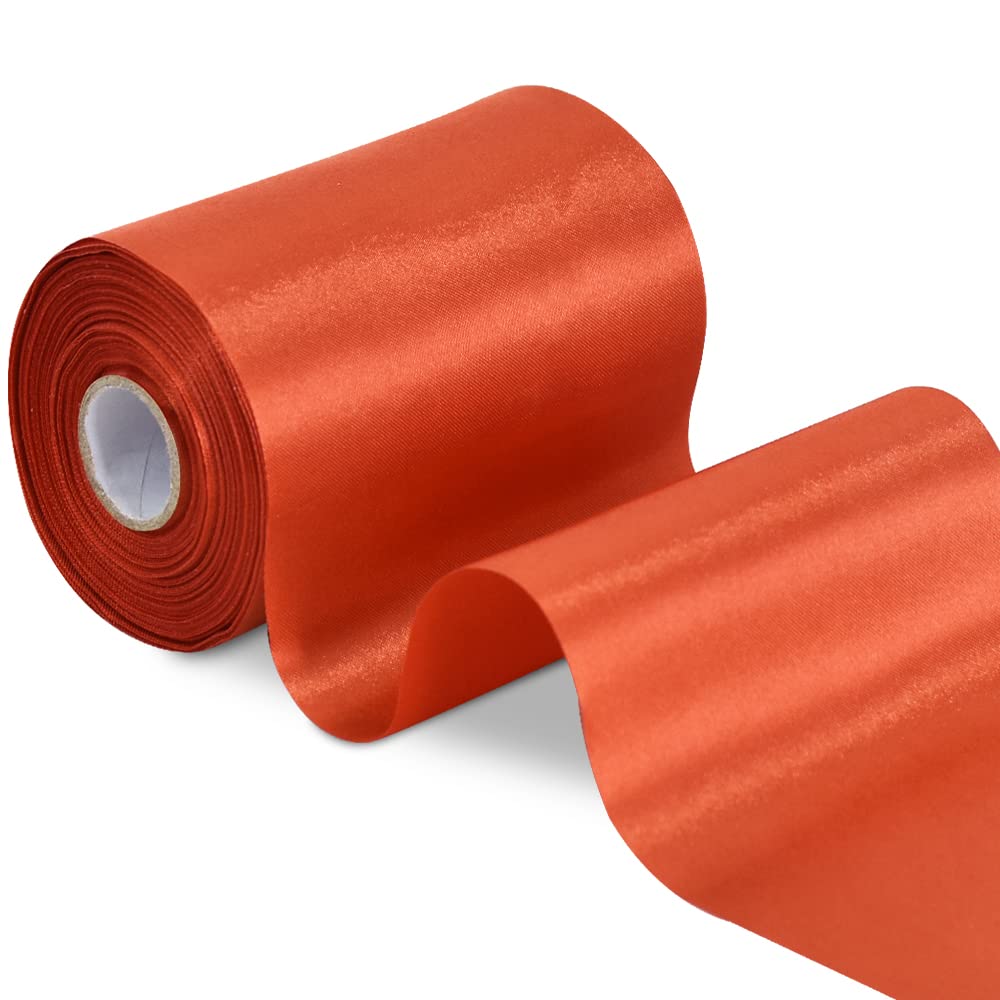 TONIFUL Copper Wide Satin Ribbon - 100mm x 20m Brown Satin Ribbons Solid Fabric Ribbons for Gift Wrapping Christmas Tree Wedding Car Chair Pageant Sashes Grand Opening Festival Party Decor — image 1