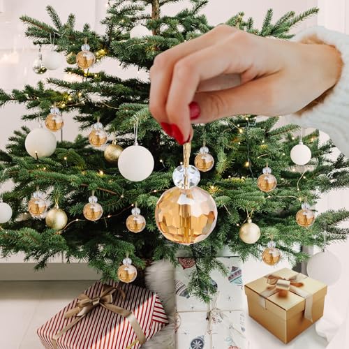 12 Stück Kristallglas-Weihnachtskugeln, 2,2 cm, Mini-Prismen-Kugel, Weihnachtsbaumschmuck, hängende Kristall-Ornamente… – Ansicht 5