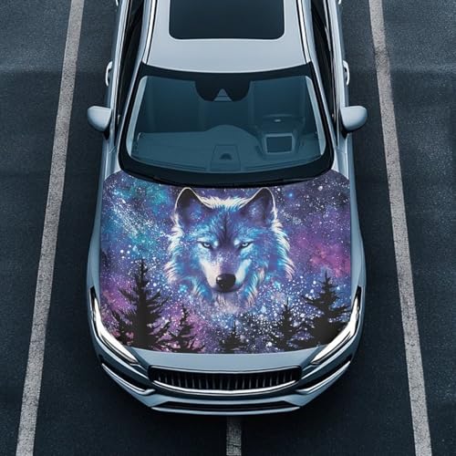Image of Tree Wolf Car Windshield Sunshade Cover, Waterproof Breathable Half Car Cover Blocks UV Rays for All Season - Fit Most Cars, SUV