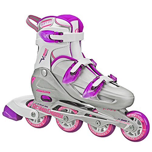 Roller Derby Women's V-Tech 500 Button Adjustable Inline Skate, Grey/Purple