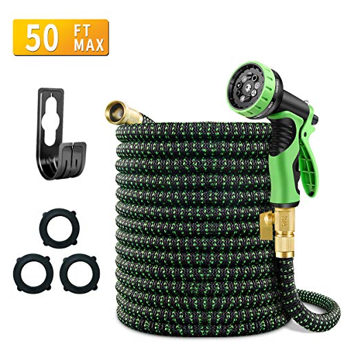 Mlife Tuyau d'arrosage extensible 15 m - Tuyau d'arrosage extensible - Anti-fuite - Léger - Avec raccords en laiton massif - 15 m - Bleu 15 m