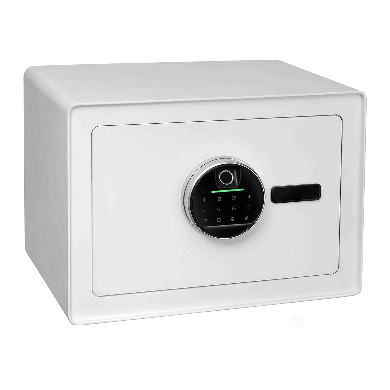 KARAT Tresor Coffre-fort avec capteur d'empreintes digitales - 25 x 35 x 25 cm - Blanc - Serrure à combinaison électronique - Coffre-fort mural pour la maison avec boulons de verrouillage (Murowa)