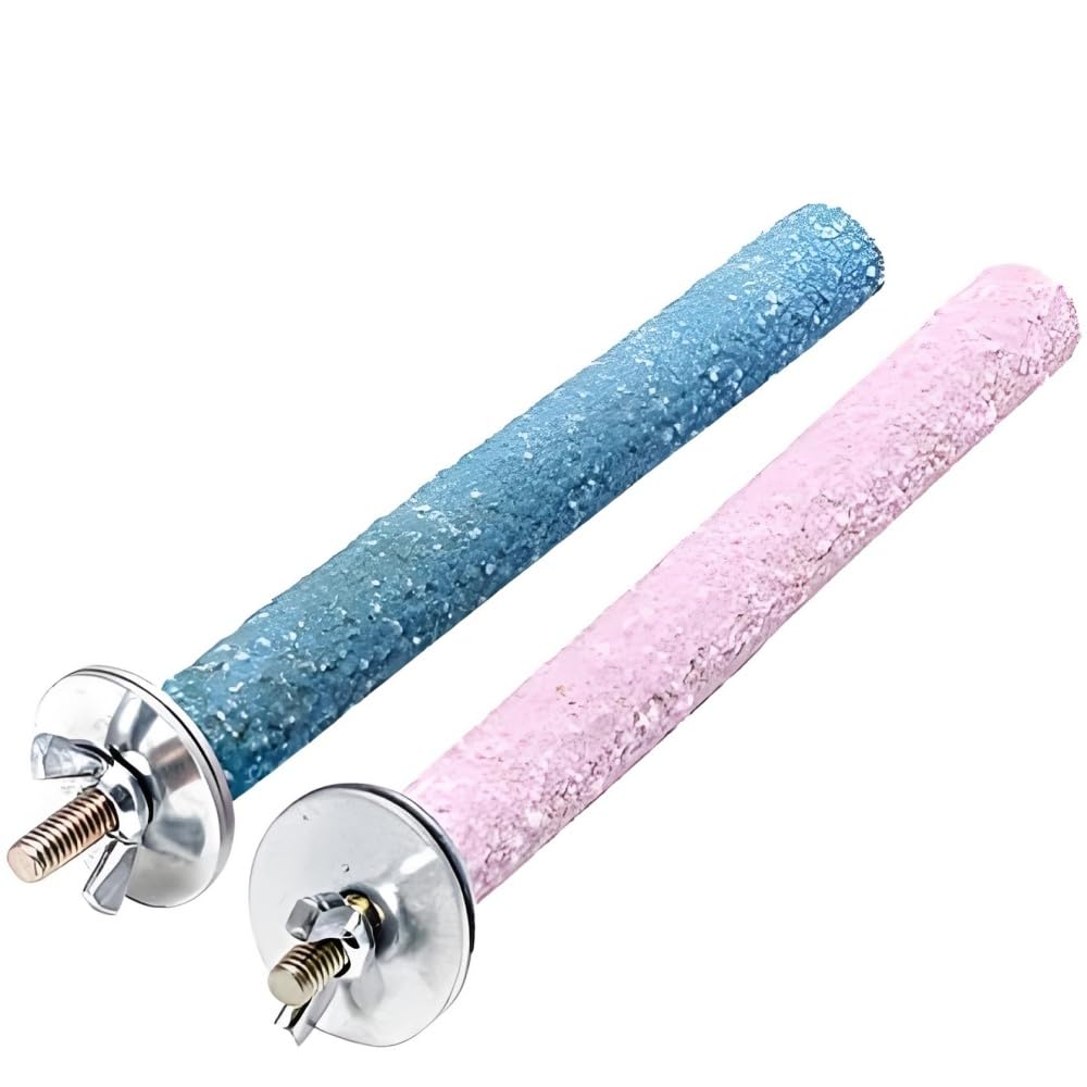 2Pcs Parrot Perch Stand, Natural Wood Bird Perch Stand Platform Paw Grinding Sticks, Cage Accessories Exercise Toys for Budgies Parakeets Cockatiels (Random Color)