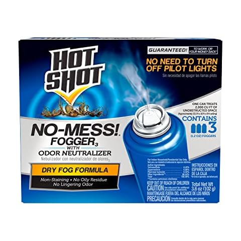 Hot Shot No Mess! Fogger With Odor Neutralizer, Kills Carpenter Ants, Spiders & Fleas, 3 Count, 1.2 Ounce Cover