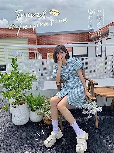 Image of MarJunSep Women's Cute Ruffle Frilly Socks Neutral Thin Cotton Knit Crew Socks Ribbed Slouch Lettuce loafer Socks Teen Girls