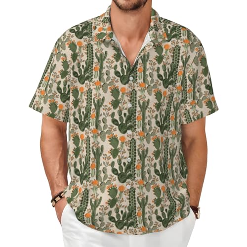 Chemise d'été cactus homme sans repassage look vacances vert