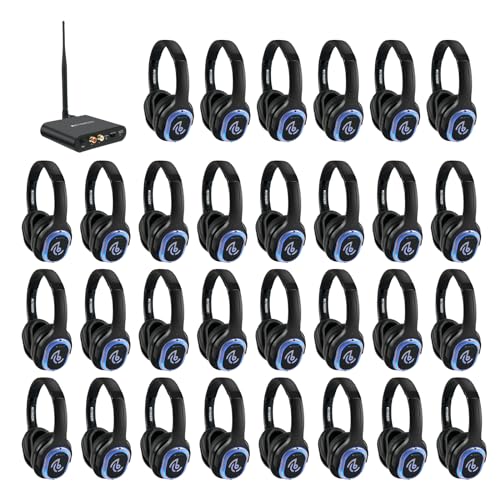 Retekess TA003 Silent Disco Headphone System,Wireless Silent Disco LED Light Headphones, Stereo and HiFi Sound, Silent Party Headphones for Music Events, Bar, Silent Conference (30 Pack)