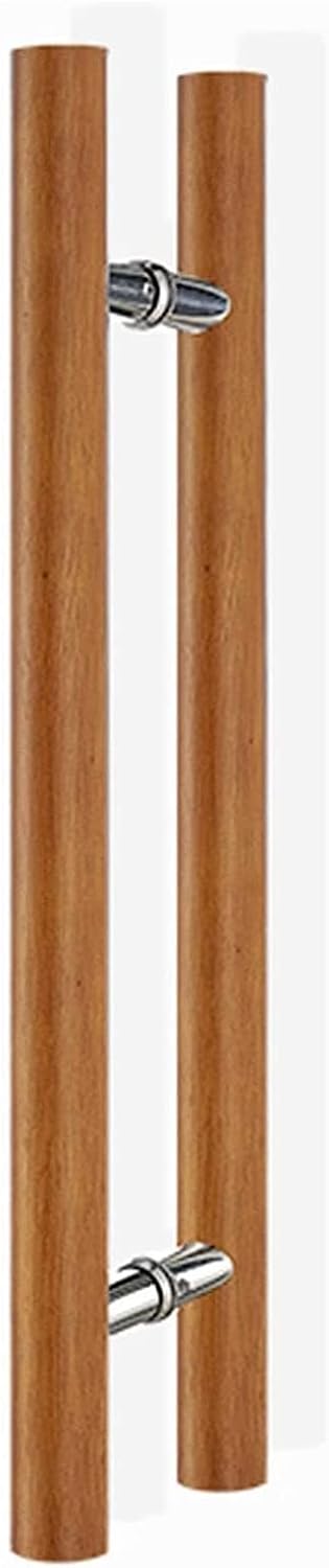 Rustic Round Wood Sliding Push Pull Door Handle/Barn Door Pull Handle/Glass Pulls, H Shape Entry Door Handle, Front Door Handle, Mocha Brown (Size : 120x80cm (Size : 40x25cm)