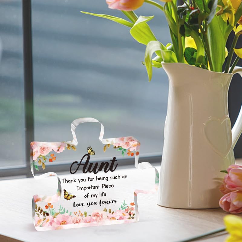 Gifts for Aunt - Engraved Acrylic Block Puzzle Piece Decorations 3.9 x 3.3 inch - Delicate Aunt Birthday Gifts from Niece - Mothers Day Christmas Birthday Gifts for Aunt Auntie, Ideas - Image 6