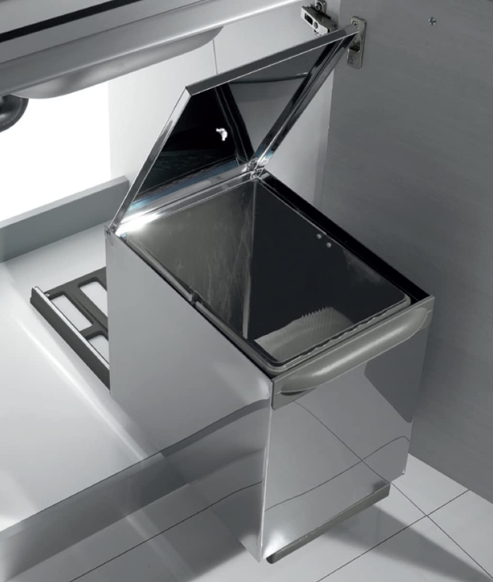 Pattumiera Estraibile Inoxa 97XP/1 in Acciaio a 1 Secchio da 17 Lt con Coperchio
