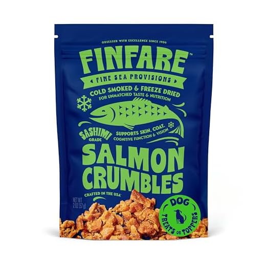 Finfare Freeze Dried Dog Food Toppers, Salmon Crumbles, Protein & Omega-3s, Grain Free Salmon Training Treats and Meal Toppers for Dogs, Crafted in USA, 2oz