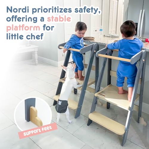image for HARPPA Nordi™ Foldable Toddler Kitchen Tower, Kitchen Stool Helper, 