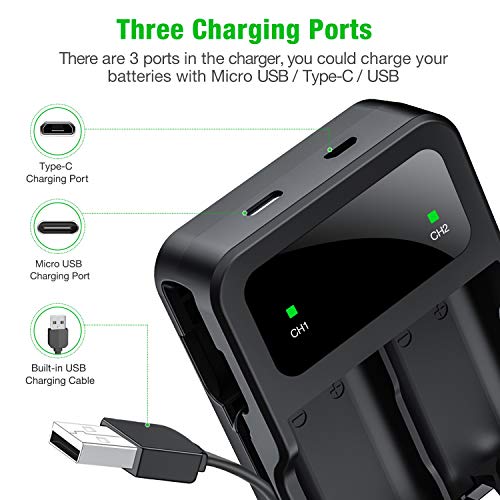 Rechargeable Battery Pack for Xbox One/Xbox Series X|S, 2x2550mAh Rechargeable Batteries and Fast Battery Charger Station Accessories Kit for Xbox One/One S/One X/Elite Wireless Controller - Thumbnail 3