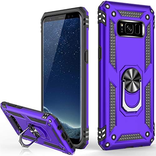 Galaxy S8+ Plus Case,(NOT for Small S8),Military Grade 16ft. Drop Tested Cover with Magnetic Ring Kickstand Compatible with Car Mount Holder,Protective Phone Case for Samsung Galaxy S8 Plus Purple