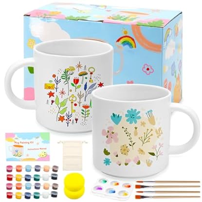 Scettar Paintable Mug Kit, Tazze da Dipingere Kit, Set di Ceramica Fai Da Te, Include Tazze, Colori, Pennelli, Spugne, Tavolozze, Borsa Portaoggetti, Manuale di Istruzioni, Regalo Creativo per Adulti: vedi il prezzo e le caratteristiche Foto di Scettar Paintable Mug Kit, Tazze da Dipingere Kit, Set di Ceramica Fai Da Te, Include Tazze, Colori, Pennelli, Spugne, Tavolozze, Borsa Portaoggetti, Manuale di Istruzioni, Regalo Creativo per Adulti