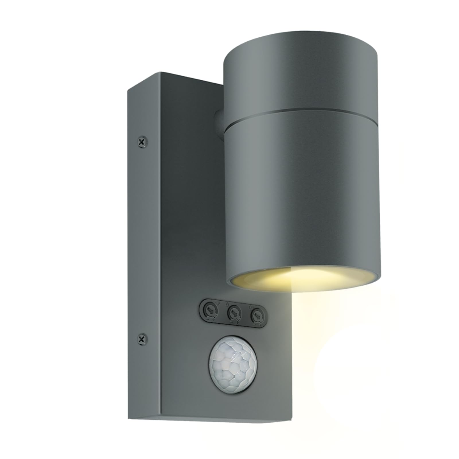 Kerry Grey Outside Wall Lights With Sensor, Ip65 Waterproof Downward Outdoor Lighting, External Pir Wall Mount Security Downlight, Anthracite Stainless Steel Exterior Light Mains Powered (Bulb Excl.)