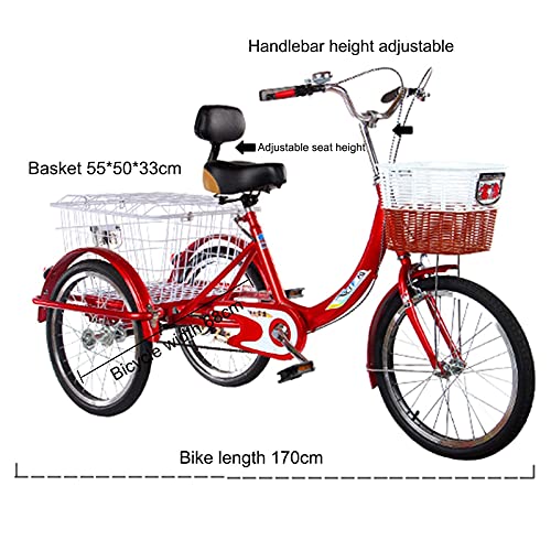 Triciclo para adultos de 20 pulgadas, con canasto y respaldo alto, ideal para personas mayores, hombres y mujeres miniatura 2