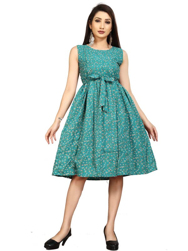 Image of Crepe Floral Print Kurti for Women, Knee Length Dress Dress, Wester Wear