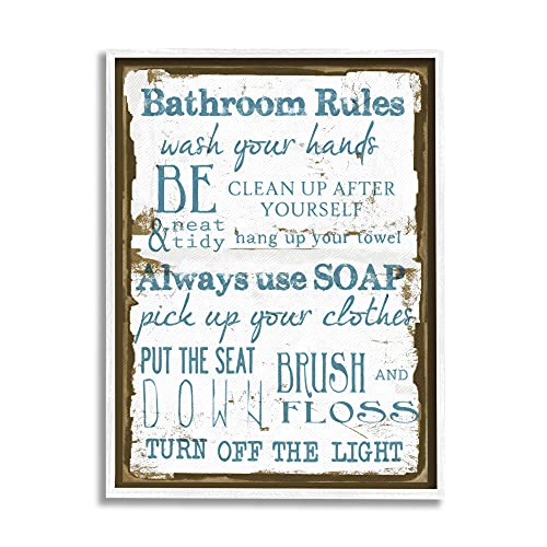 Classic Bathroom Rules Plaid, 16 x 20 Inch Framed Giclée Print