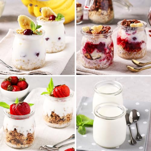 BBWELL 150ml Dessertgläser,Durchsichtige Joghurtgläser with Lid (12 Stück) - Joghurtgläser mit Deckel,Joghurt-Gläser, Weckgläser Glas Einweckgläser Tulpenglas für Marmeladen, Gelees, Honig, Desserts