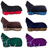 Material: 100% Polyester HKM by Reiterladen24 - Weidedecke Halsteil (abnehmbar) Polarfleecefutter 600D BASICLINE braun/beige 145cm