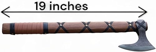 Miniatura 9 de QEPAA CRAFTS Hacha de camping forjada a mano de 19 pulgadas, hacha de madera barbuda de acero al carbono para acampar, dividir madera, cortar y