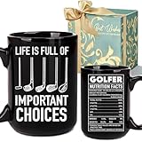 Qmoouoou Golf Gifts for Men Grandpa Uncle Golfer Boss Dad Husband BF - 15 Oz Life Full Of Important Choices Mug Golf Accessories Golfing Gifts for Christmas Birthday Valentines Day Fathers Day