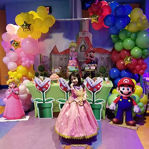 133Pcs Mario Princess Peach Decorations Peach Balloon Garland Arch Kit Include Princess Peach Balloons,Star Mario Foil Balloons For Girls Princess Peach Themed Birthday Party Decoration Supplies #TOP4
